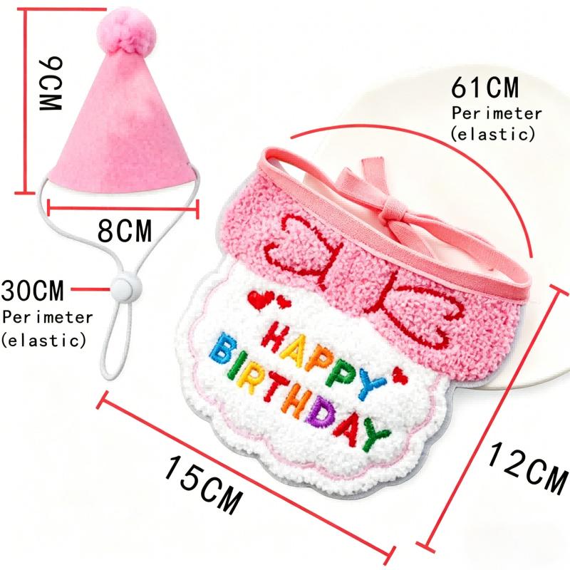 

8sets Pet Birthday Party Supplies Small Hat Bib Decoration Saliva Towel Ins-Style Dog Cat Happy Birthday Felt Hat free size 8sets package