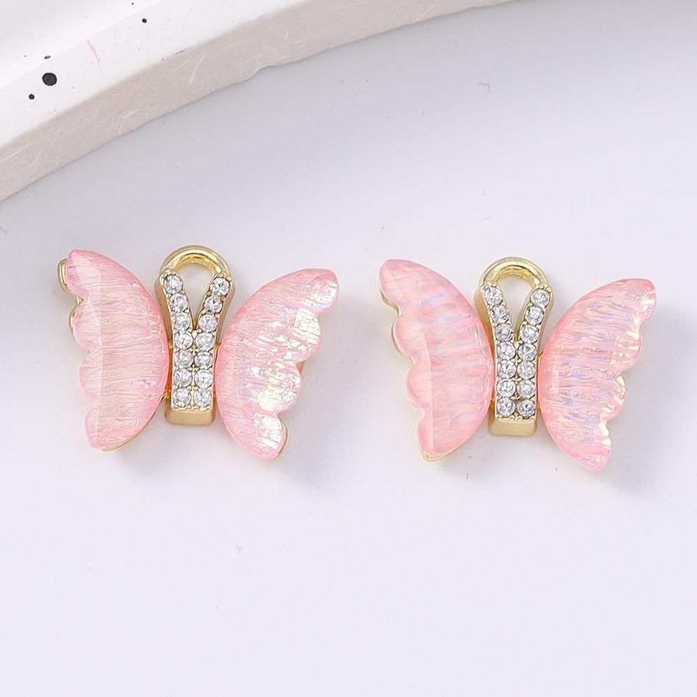 5pcs Shinning Gemstone Butterfly Pendants Charms for Jewelry Making Earrings Bracelet DIY Necklace Accessories Supplies