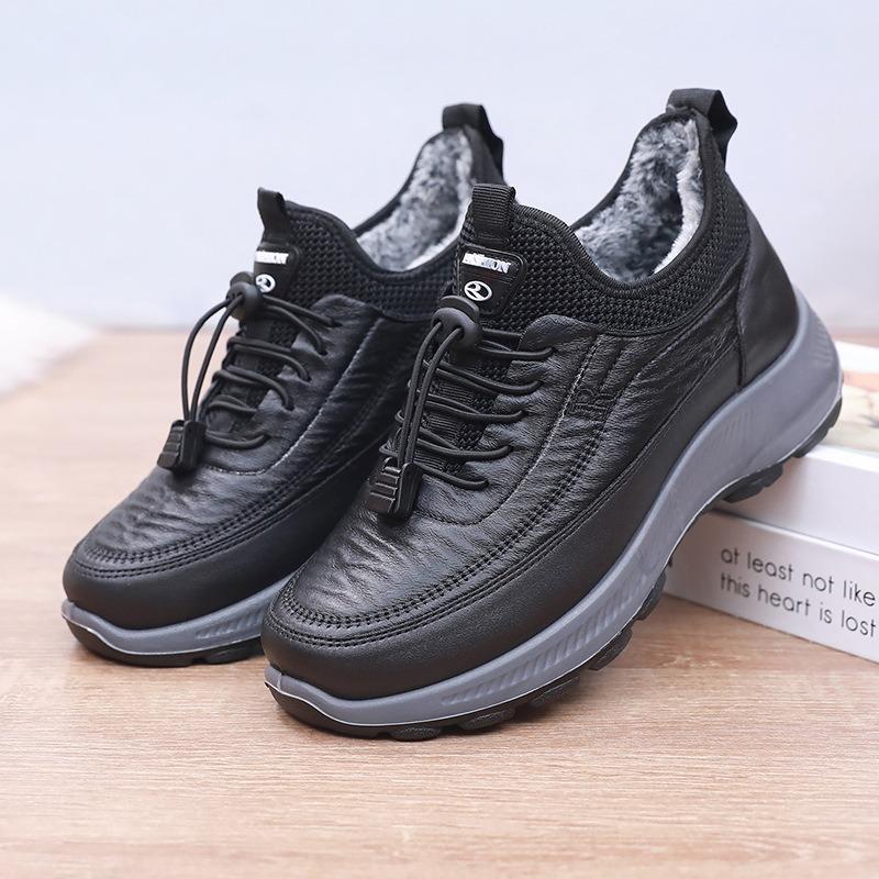 Fashion Women's Cotton Shoes Middle-aged and Elderly Thick-soled Non-slip Waterproof Walking Shoes Plus Velvet Warm Mother Sports Shoes