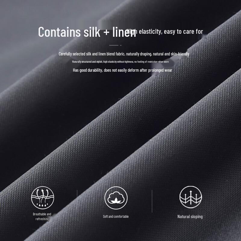 FIRS Men's Silk-Linen Blend Straight Leg Casual Pants