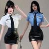 Sexy Police Officer & Flight Attendant Leather Lingerie Role Play Outfit