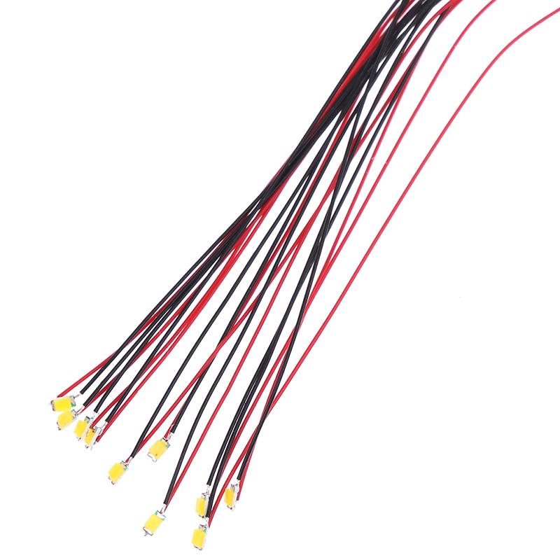 10Pcs 20Cm T0603Wm Soldered Micro Litz Wired Leads Warm White Smd Led 0603