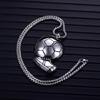 Silver Gold Round Soccer Ball Pendant Necklace Sport Jewelry Stainless Steel