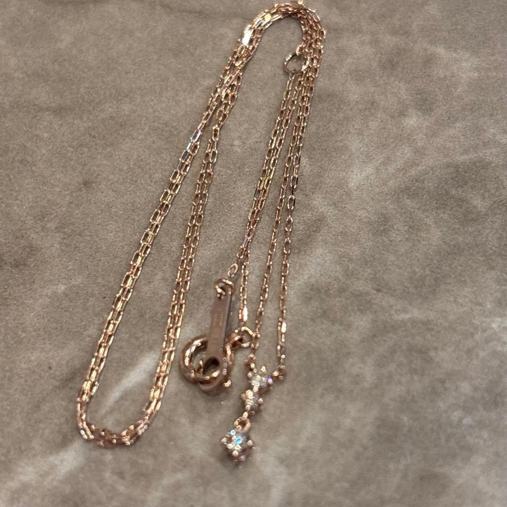 Used 4 Necklace Pink Gold K10 Diamond Yondoshi K10