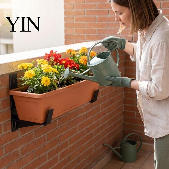 Heavy Load Plant Container Hangers 2PCS Flower Box Brackets, Wall Mounting Planter Reinforced Versatile Storage Hooks for Home Thick Iron Structure