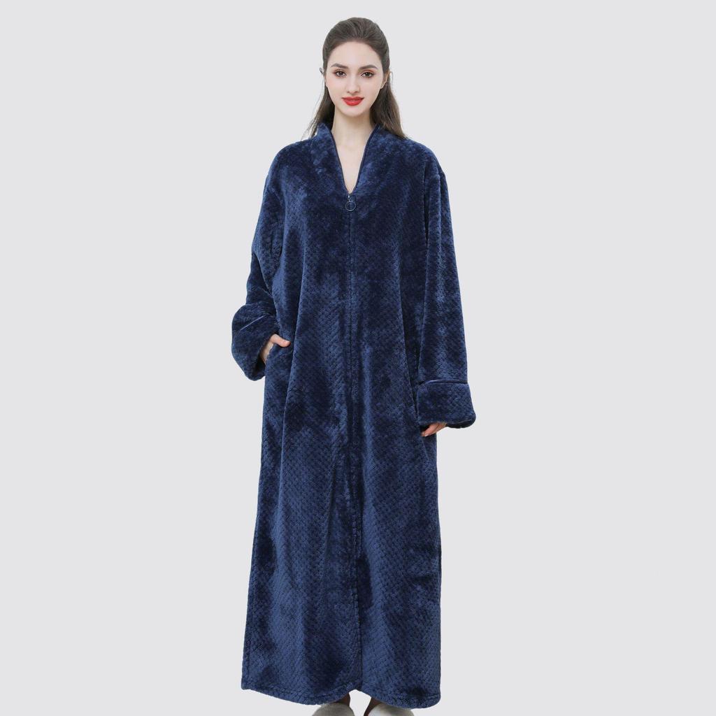 Winter Flannel Hooded Nightgown: Thick Coral Fleece, Long Sleeve, Plus Size, Ready Stock