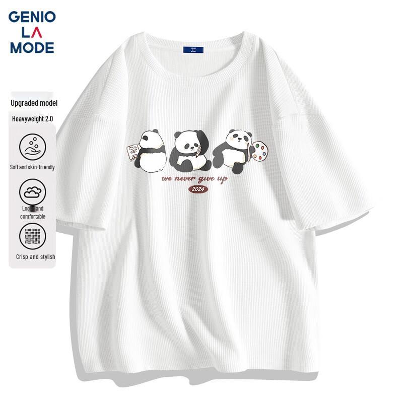 GENIOLAMODE Men s Heavyweight Waffle Crew Neck T-Shirt 2XL