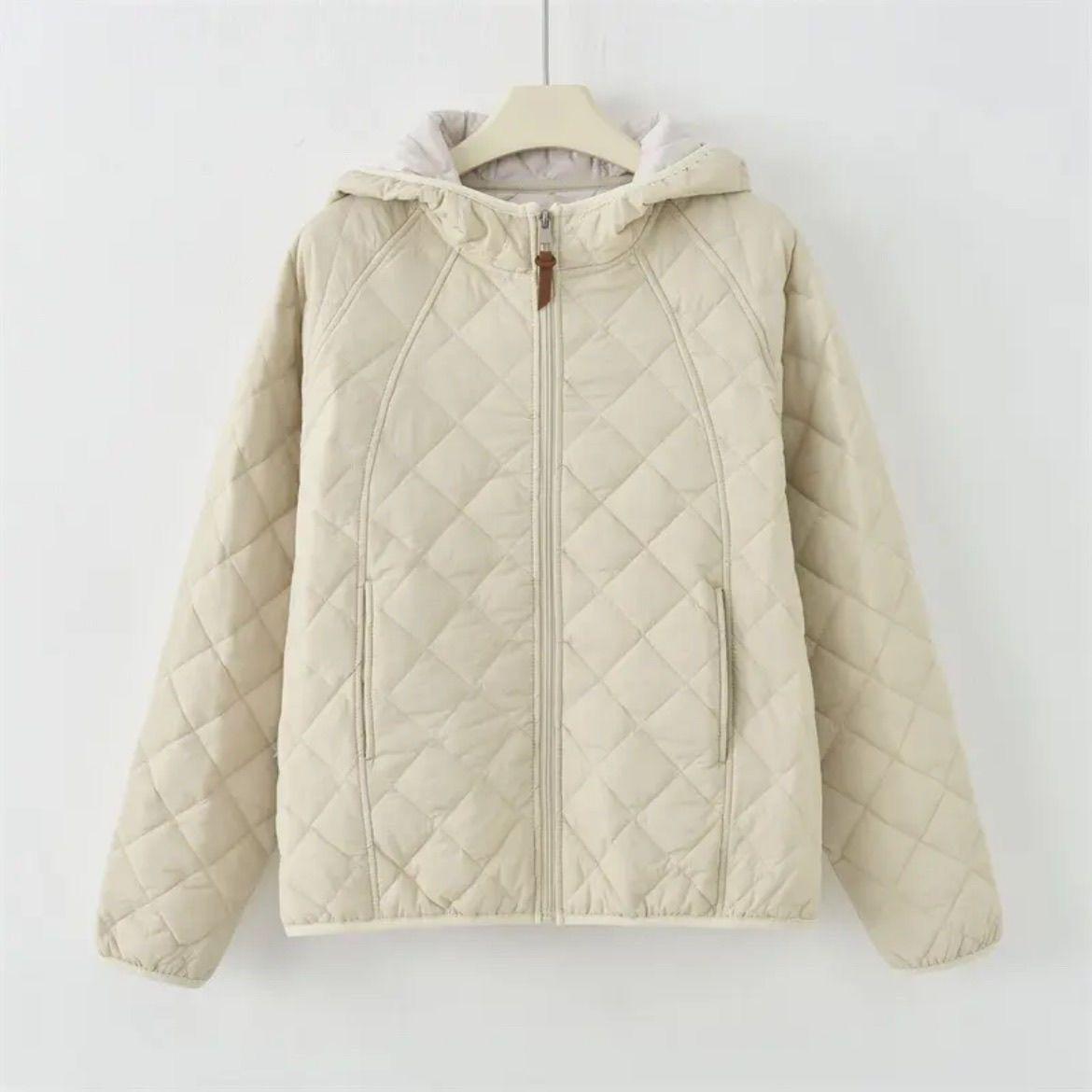 

Легкая весенняя, осенняя и зимняя куртка с пуховым наполнителем, женская куртка для сохранения тепла, свободная, с капюшоном, повседневная стеганая куртка, стеганая куртка короткая XXXL грязно-белый