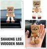 Shaking Wooden Man,Shaking Wooden Man Figurine for Car Dashboard, Handmade Shak Feet Woodens Doll,Funny Cars Ornaments with12PCS Magnetic Expressions