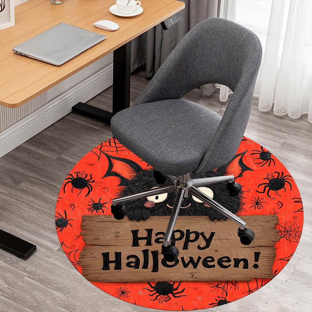 1PC Halloween Bat Office Round Area Rug, Under Office Chairs Bedroom Living Room Home Decor, Carpet for Office -1110134