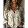 Christmas Style Women's Long-Sleeve Collared Breathable Shirt Relaxed Fit Plus Size Women's Christmas Party Top