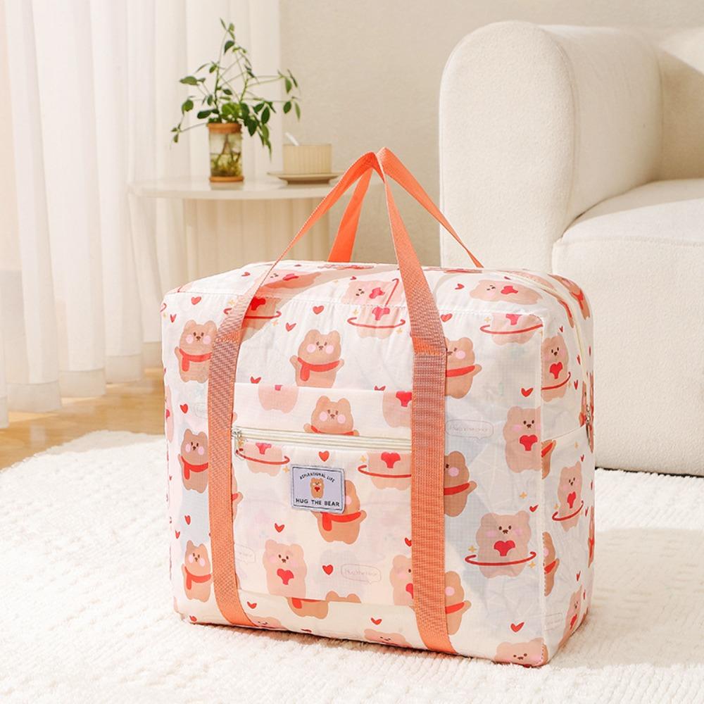 

Multifunctional Student Quilt Storage Bag Cartoon Luggage Bag Convenient Nylon Duffel Bag Travel M-Style1