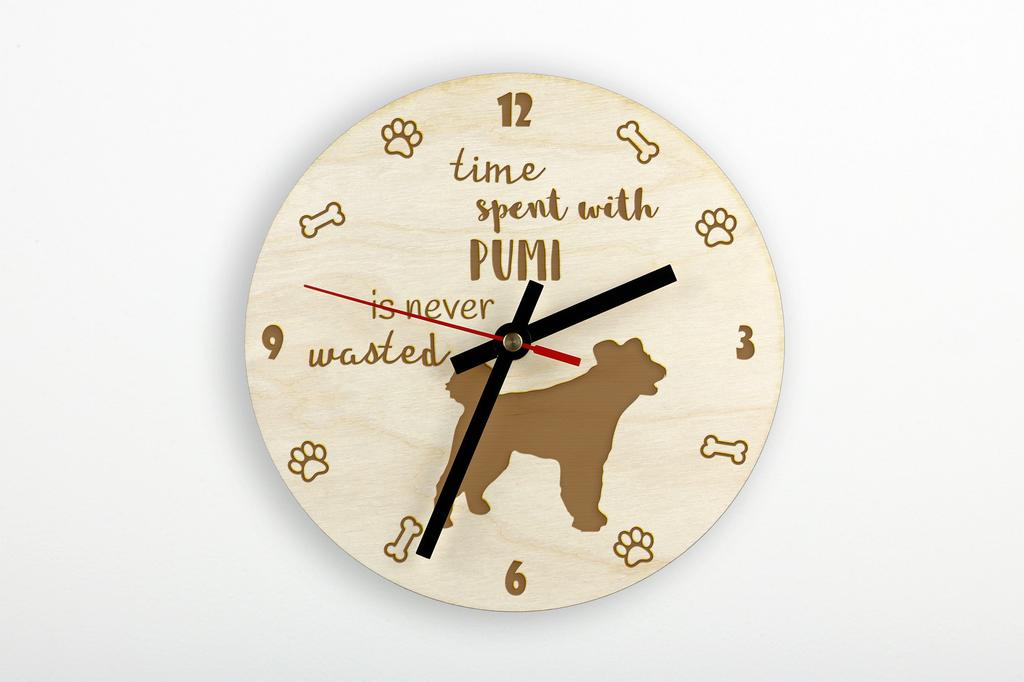 Pumi, Hungarian Pumi, Hungarian herding terrier - clock with dog, wooden clock with engraving, personalised clock by Art-Dog