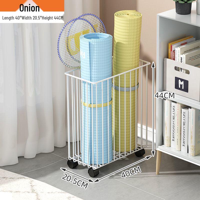 Beweglicher Yogamattenwagen mit schmalem Regal und Puppenaufbewahrungskorb