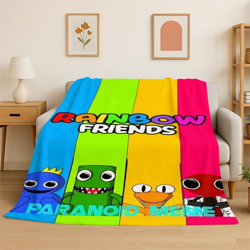 Game R-Rainbow Friends Cartoon Flannel Blanket Soft Warm Throw Blanket for Bedroom Living Room Bed Travel Camping Picnic Kid