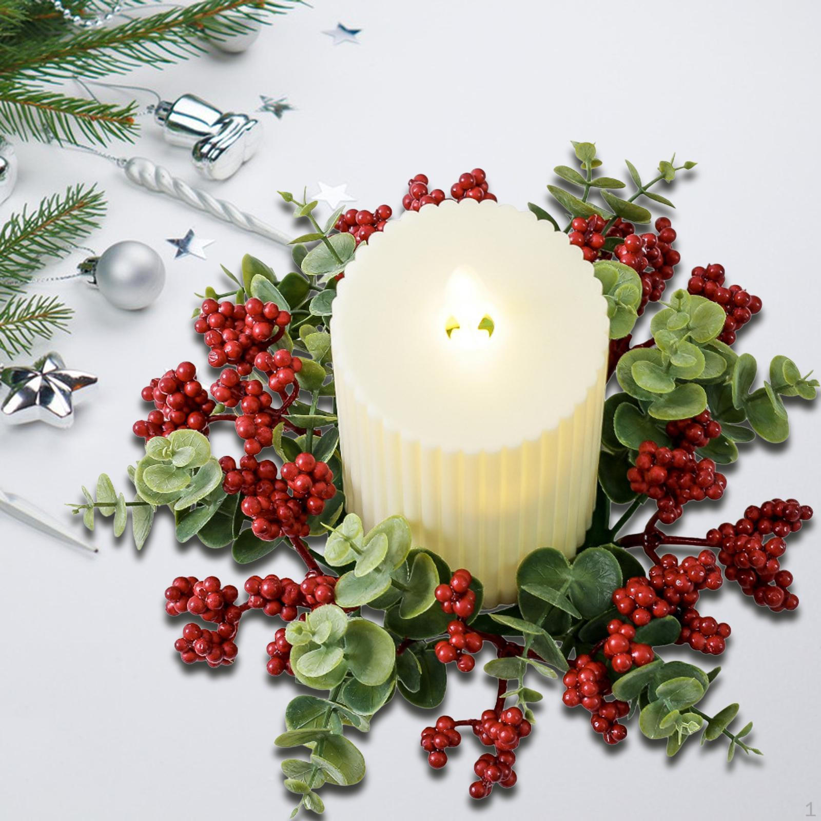 Berries Candle Holder Ring Wreath Wreaths Artificial Candles for