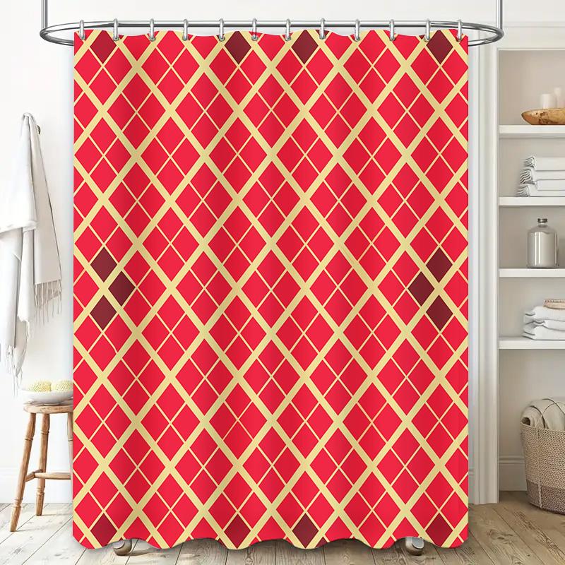 Green White Plaid Shower Curtain Waterproof Bath Mat Bathroom Decor Luxury Bathtub Cover Curtain fabrics curtains towels