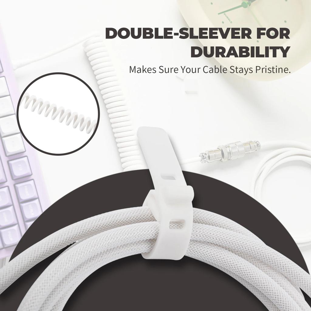 1.8m Coiled Keyboard Cable USB C to USB A Double-Sleeved Cable for Mechanical Gaming Keyboard Coiled Cable type C to USB A