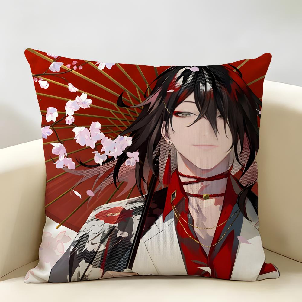 VVtuber Vox Akuma Cute Anime Cushion Cover Natural Linen Organic Fabric DoubleSided Printing Room Sofa Decor Pillow Case