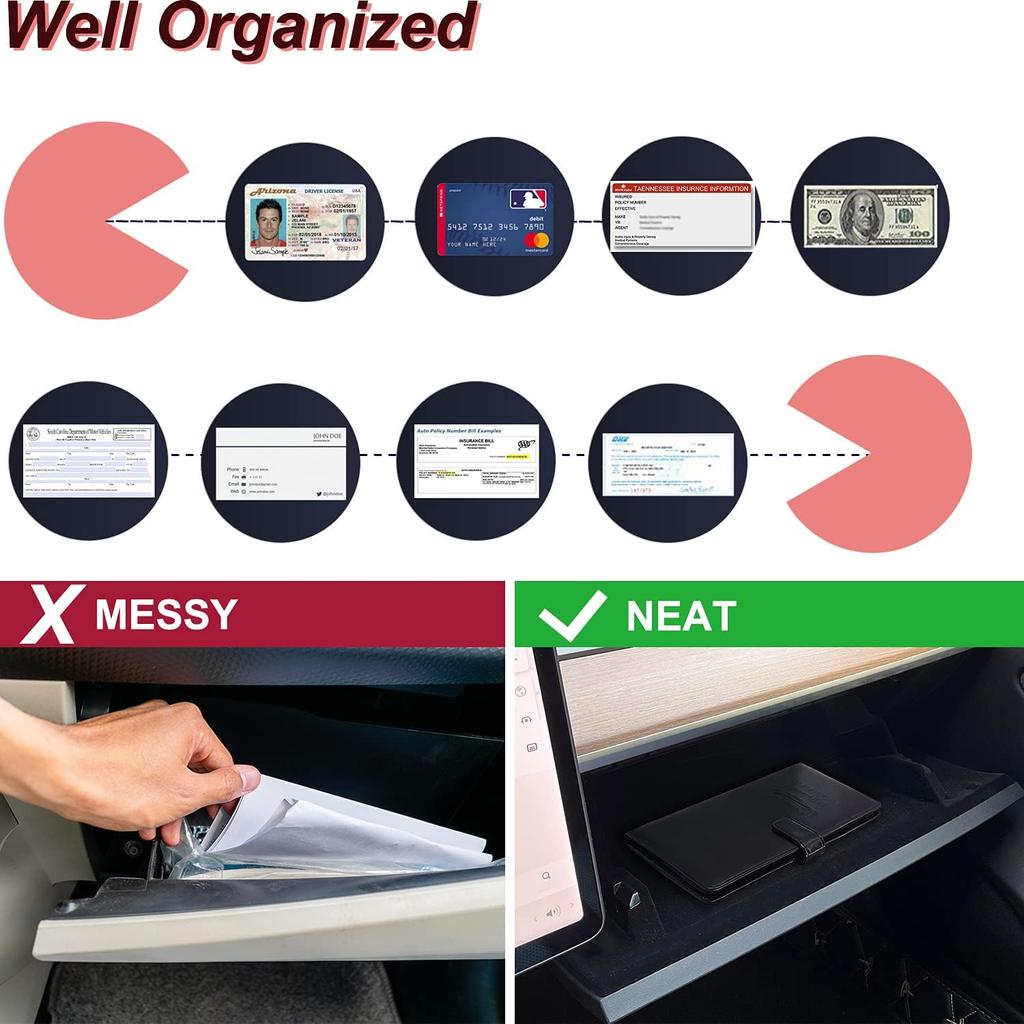 RSAquar Car Registration And Urance Holder, Leather Car Glove Box Organizer, Cool Car Accessories For ID, Driver'S License Cards & Essential