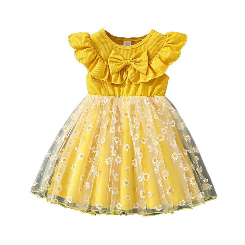 Vestito Dolcissimo per Bambina: Carino Abito Estivo in Tulle per Bambina con Fiocco