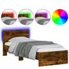 VidaXL Bed Frames Headboard and LED Lights, Single Bed with Slat Base, Adult Bed, Bedroom Furniture, Modern, 838845