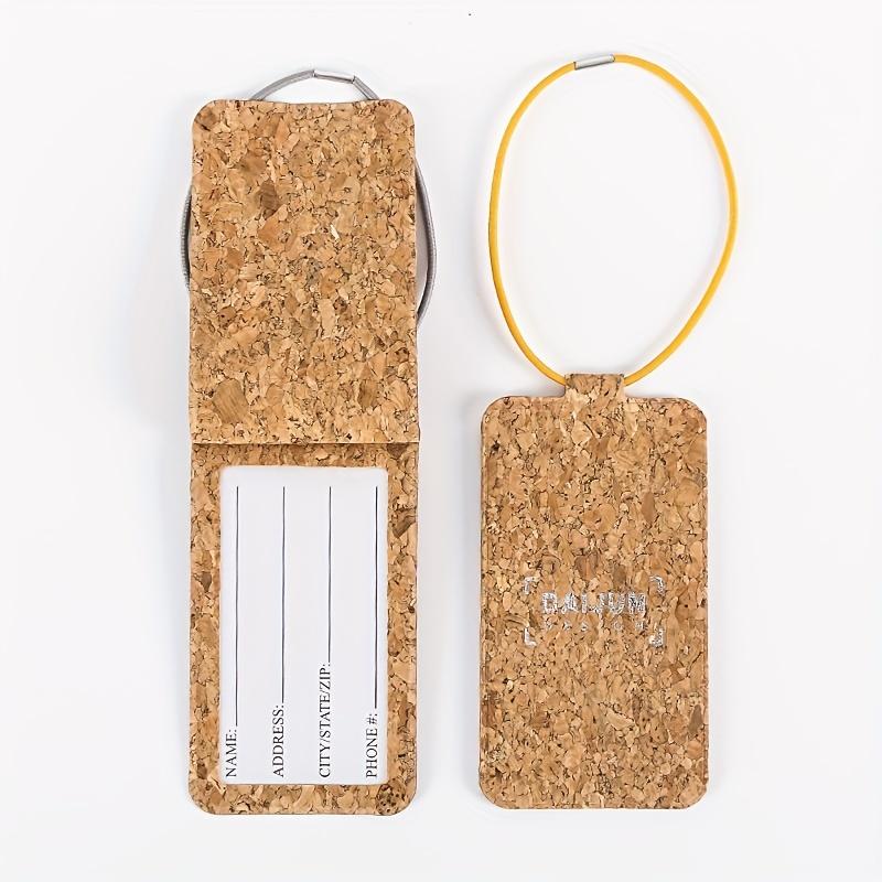 1pc  PU Wood Grain Luggage Tag, Square Travel Check-in Tag, High-quality Elastic Belt Luggage Tag