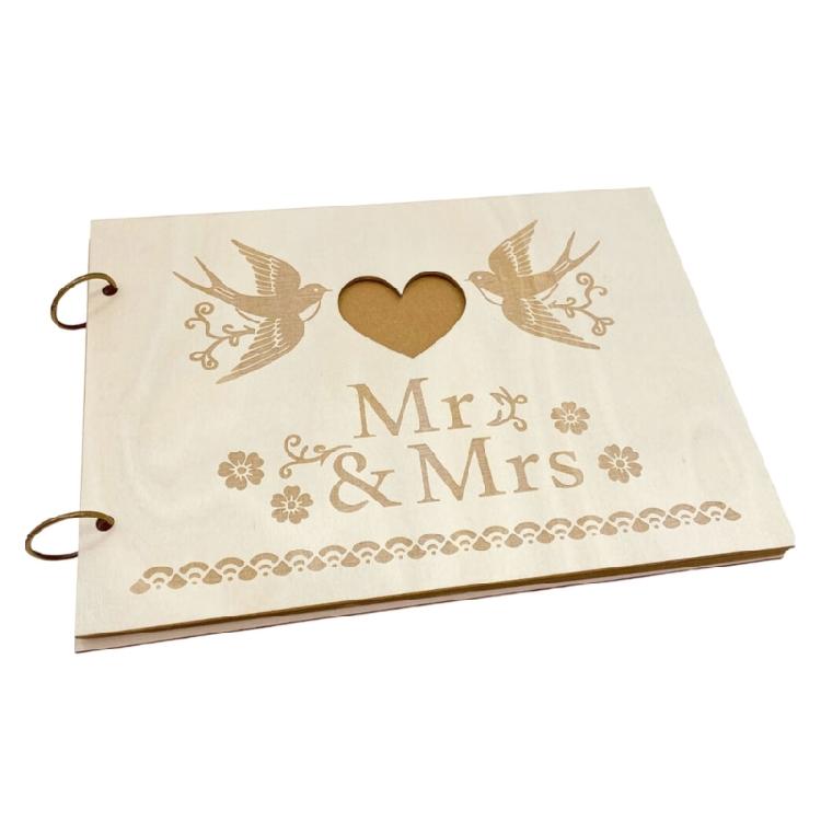 Handmade Engagement Guestbook 20 Pages Wooden Wedding Guest Book Creative Photo Frame Sign Signature Book
