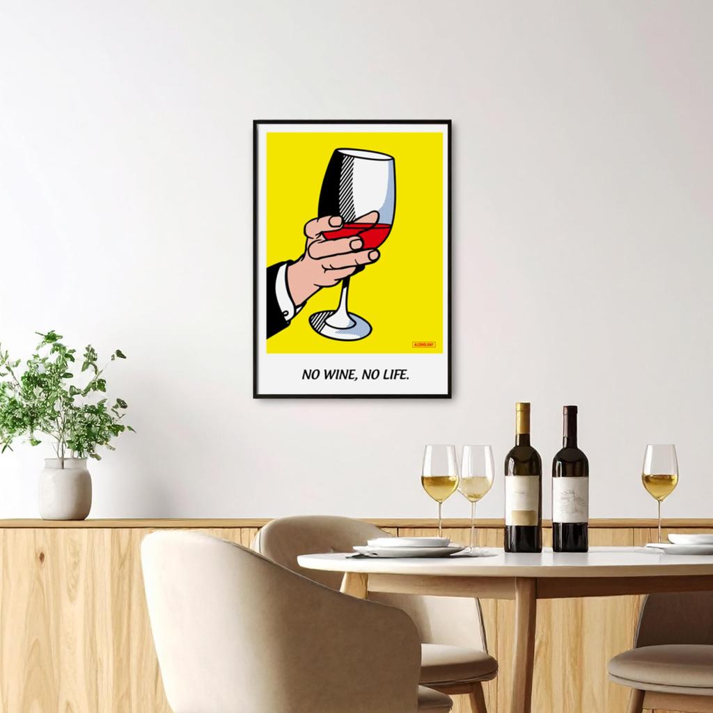 ALCOHOLIDAY Art Stylish Pop No No Life Poster, Poster, A2, Interior, Scandinavian, Alcohol, Wine, Art, Wine,