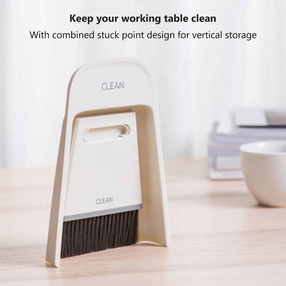 3-Piece Set PP Desktop Brush Dustpan Scraper Included Mini Broom Dustpan Set  For Pet Cleaning