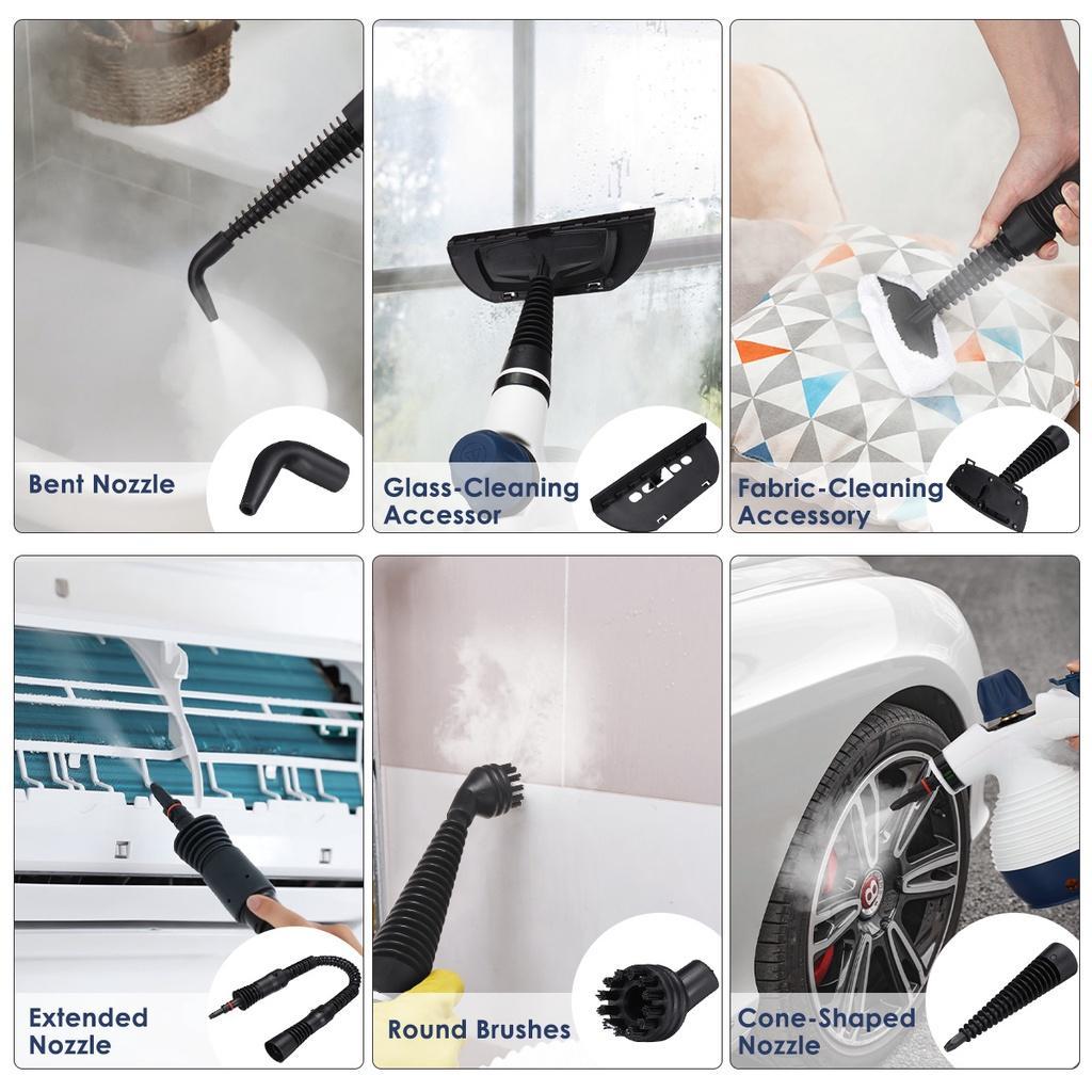 Limpador a vapor elétrico multifuncional, 9 peças, 3,5bar, com acessórios para casa, sofá, mancha, tapetes, cortinas, assentos de carro, 1050W