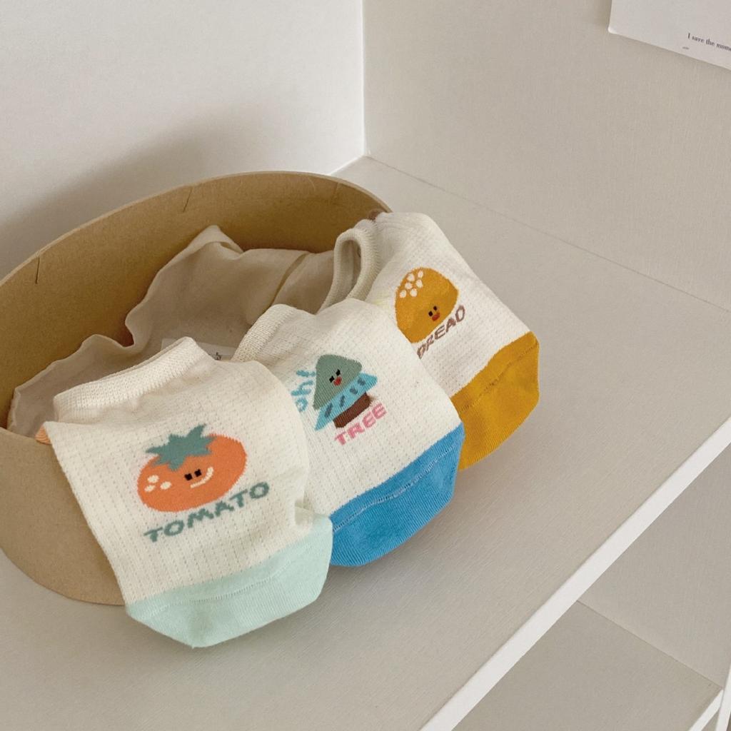 Dopamine Color-blocking Boat Socks, Thin Breathable Mesh Invisible Socks That Don't Fall Off, and Short Socks with Cartoon Patterns for Girls