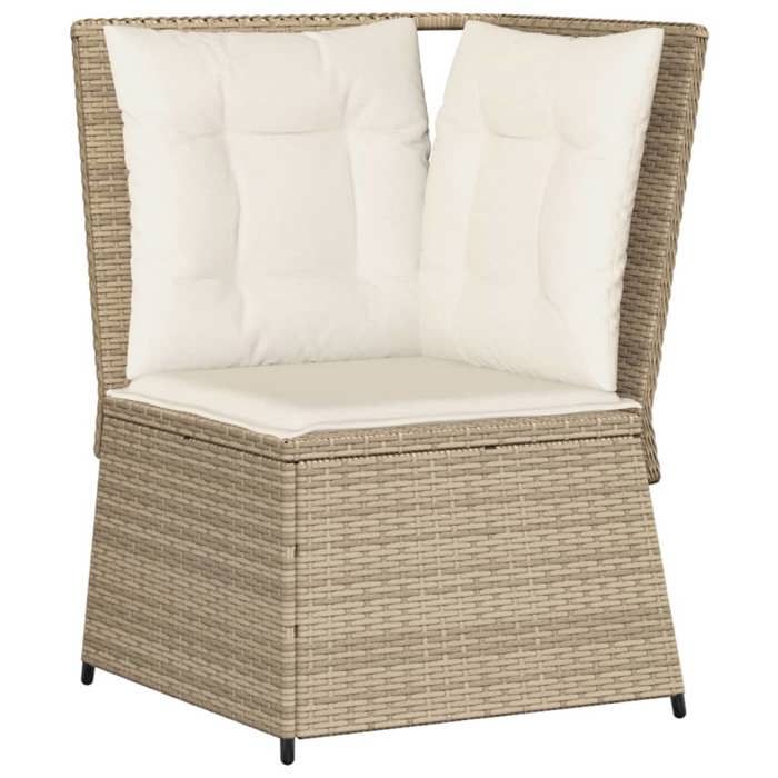 VidaXL Canapé d'angle de jardin avec coussins beige résine tressée, canapé d'angle de jardin, siège d'angle de jardin, 368986