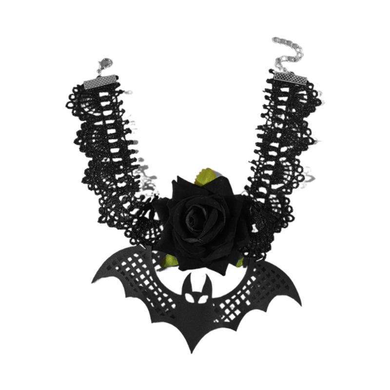 

Gothic Lace Choker Bat Flower Specter Necklace Creativity Gorgeous Punk Jewelry Fashion Party Women Halloween Gift