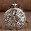 Vintage Unisex Hollow Gear Arabic Number Quartz Pocket Watch Pendant Necklace