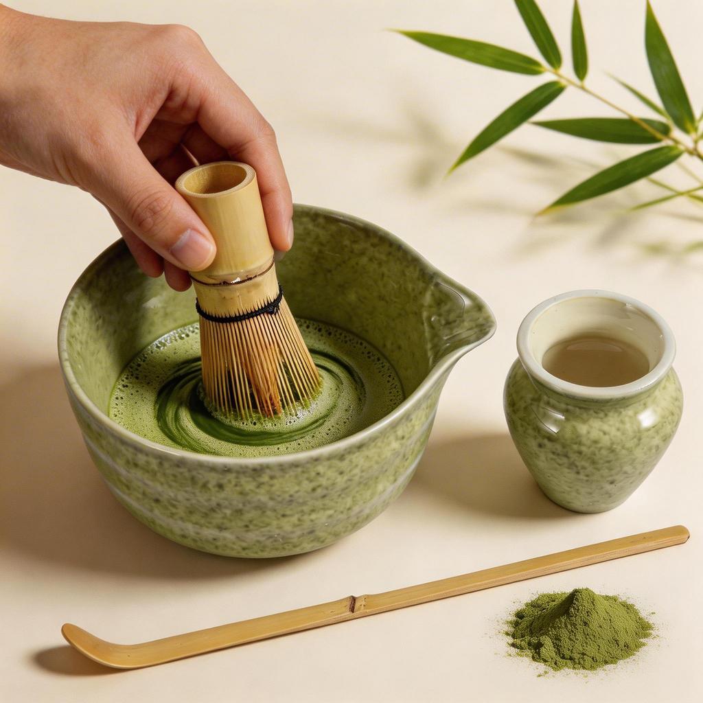 Japanese Matcha Tea Set Safe Bamboo Whisk Teaspoon Tea Sets Matcha Bowl Matcha Whisk Holder for Tea Lovers Gift Tea-Making Tools