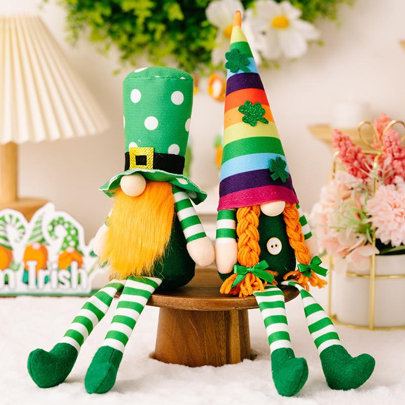 Festive Patricks Saint Day Decor With Unique Faceless Doll And Hanging Legs
