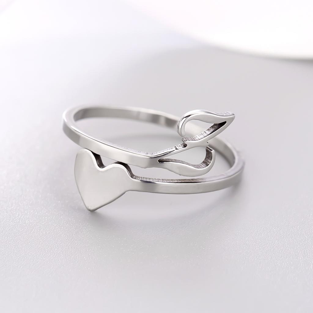Silver Color 26 Letter Love Heart Rings Stainless Steel Open Ring for Women Men Couple Initial Name Finger Jewelry Gifts