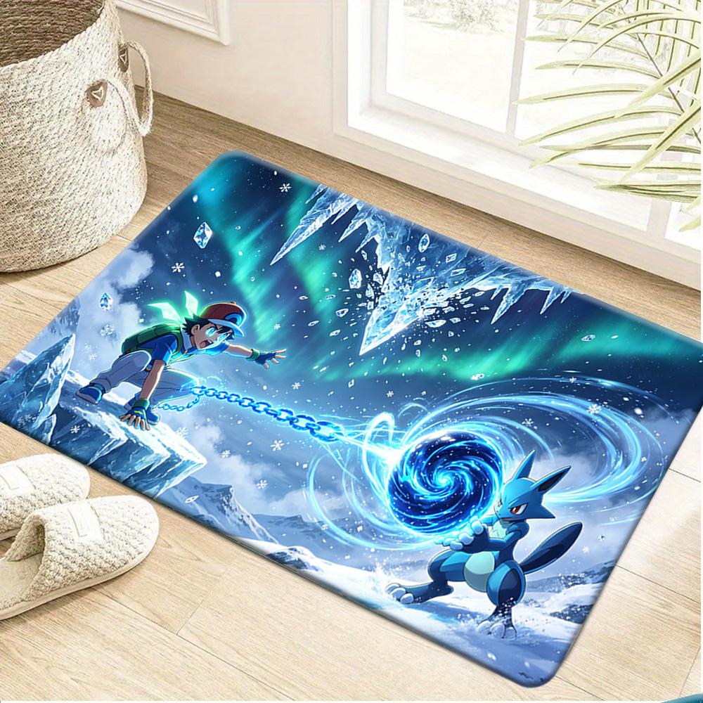 Pokemon Pikachu Tail Silhouette Print Non-slip Doormat Soft Floor Mat for Home Decor