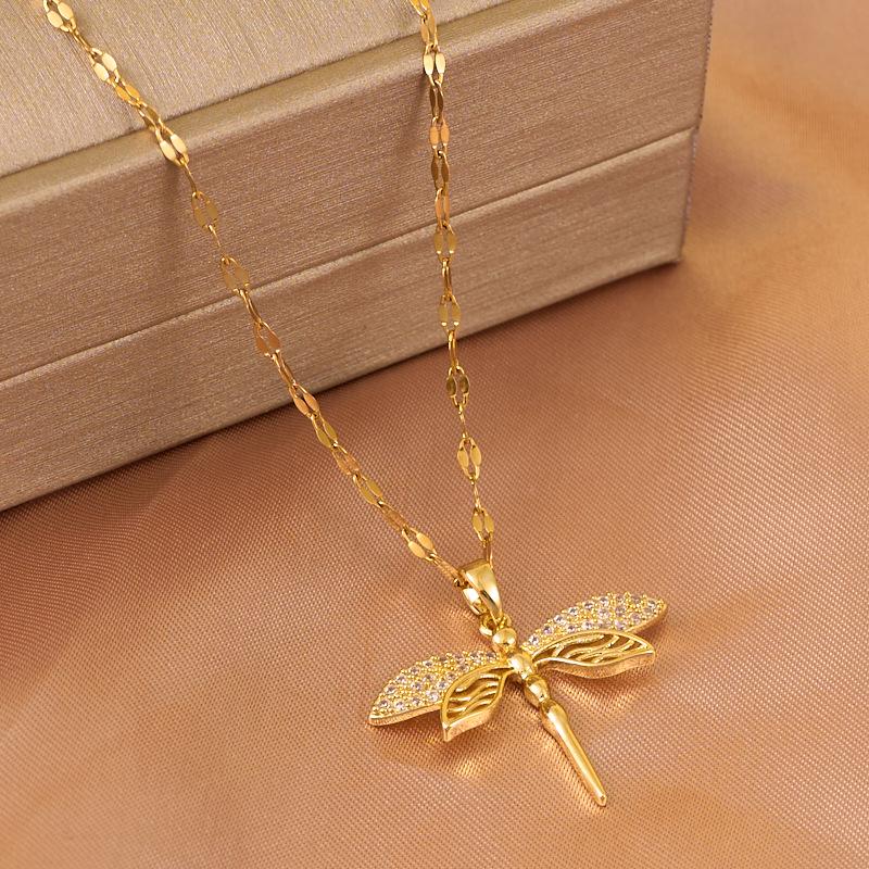 Elegant Dragonfly Zircon Clavicle Necklace for Women