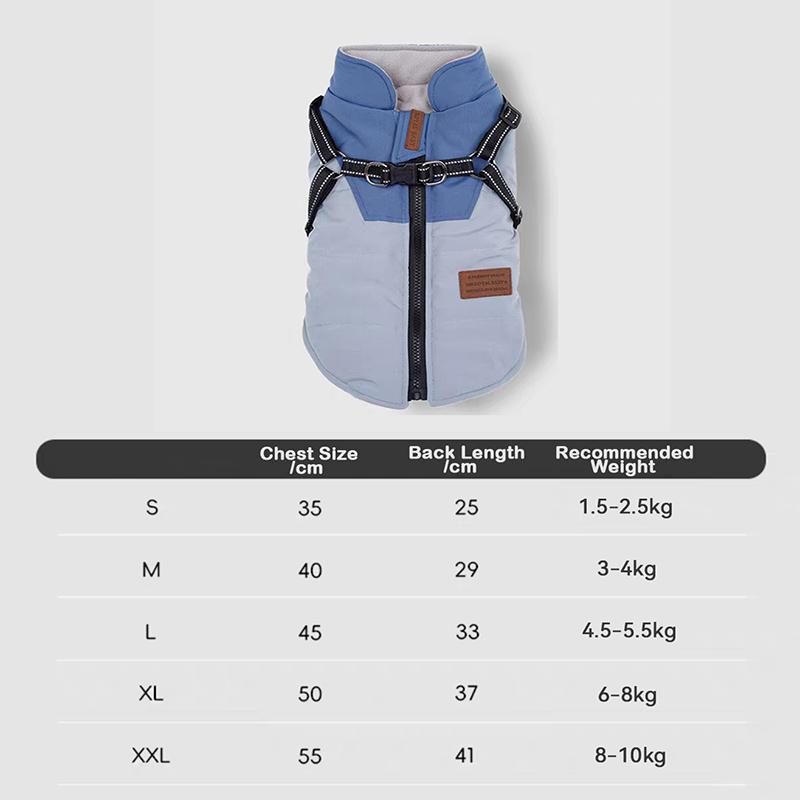 

Puppy Winter Warm Dog Cotton Vest with D-Ring Harness Hole Cold Weather Padded Jacket for Teddy Corgi Schnauzer Small Medium Dog S