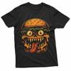 Monster Burger Head Halloween Black T-Shirt
