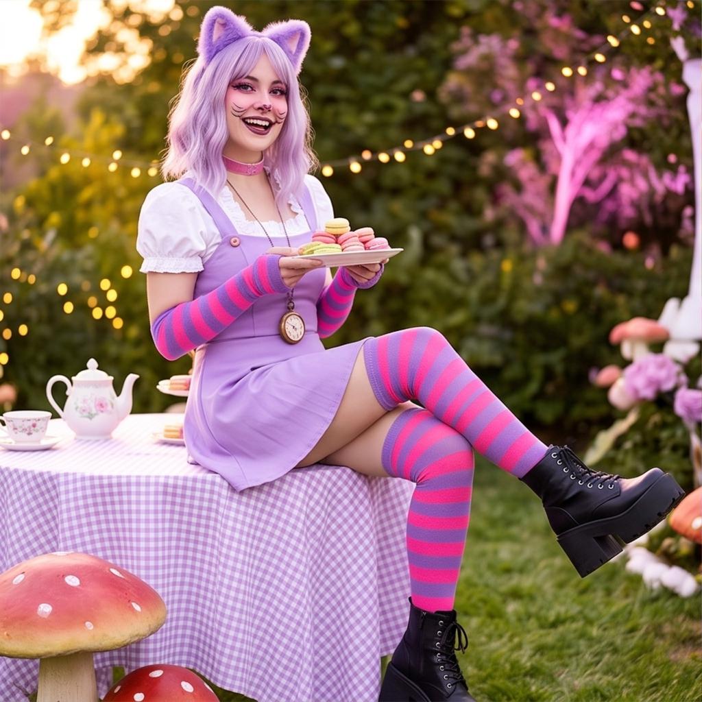 Halloween Kleurrijke Gestreepte Over-de-Knie Sokken en Bijpassende Handschoenen Set voor Feest