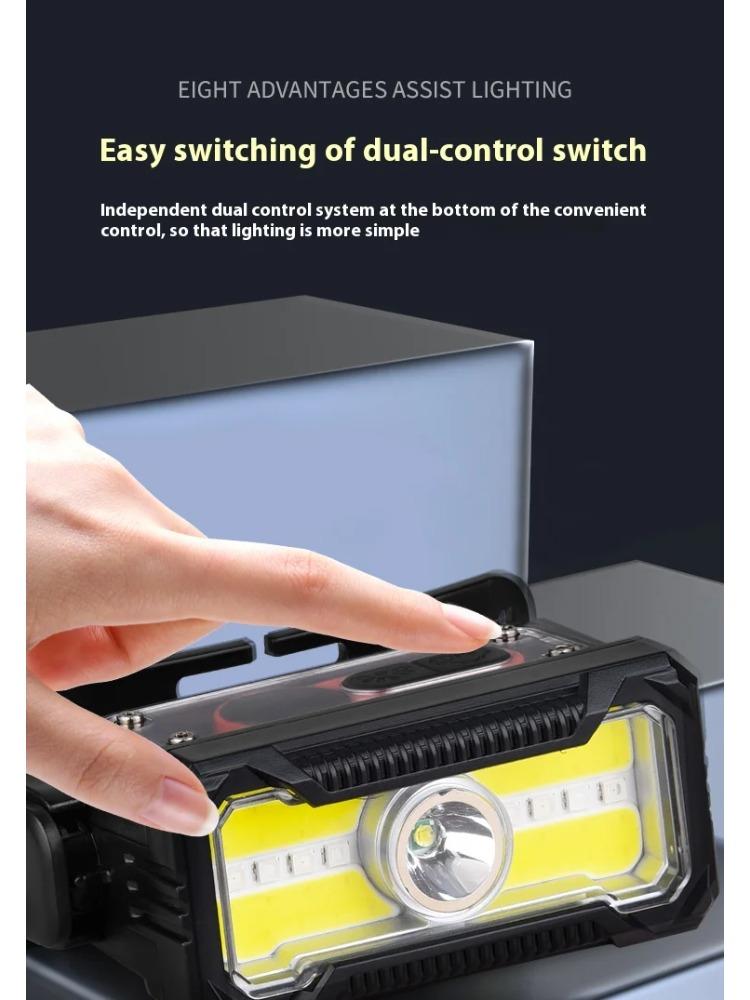 LED Headlamp 6-Modes Powerful Waterproof Headlight Type-C Rechargeable 18650 Head Torch Camping Fishing Emergency Lantern