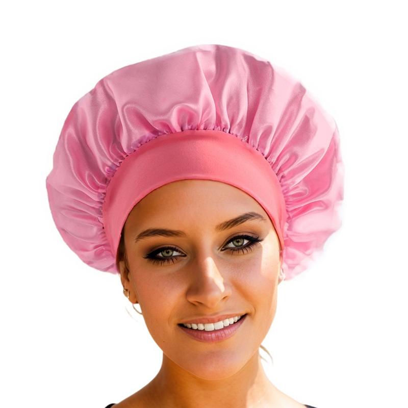 1pcs Soft Silk Satin Lined Bonnet Large Satin Hair Bonnet Household Sleep Shower Cap Hair Wrap Cover for Long Hair Salon Tool