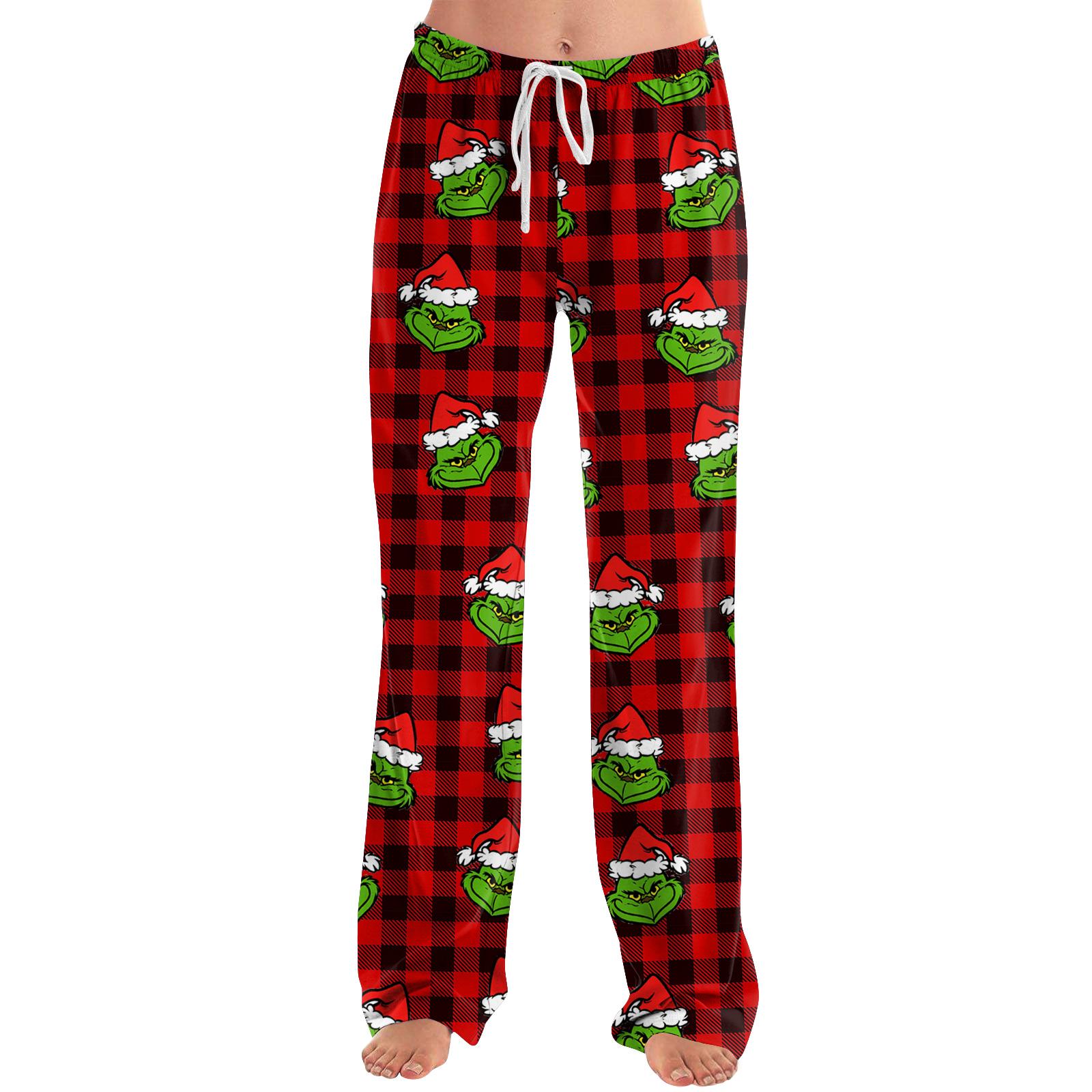 

Womens Pajama Pants Sleepwear Casual Drawstring Elastic Waist Pants Comfy Straight Yoga Loose Trousers L червоний