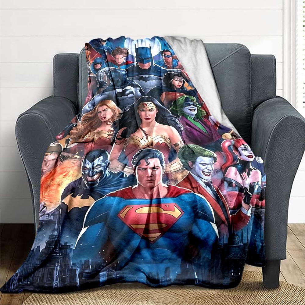 1pc Superheroes Flannel Throw Blanket Lightweight Soft Warm All Season Blanket for Sofa, Bed, Travel, Camping L1024166