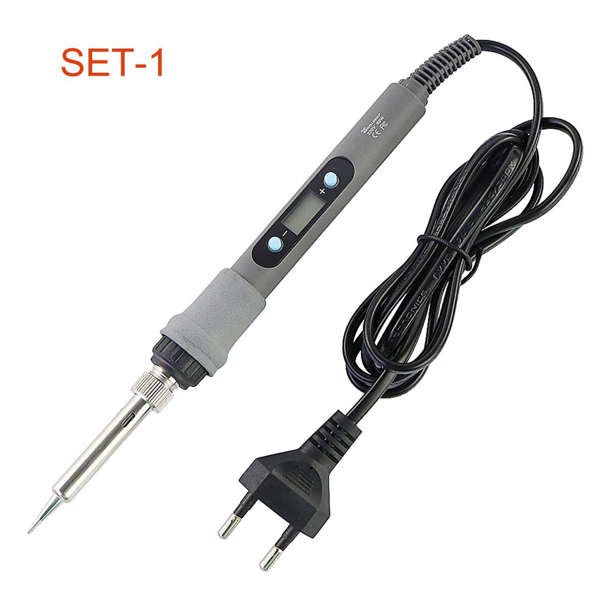 

80W Soldering Iron Adjustable Temperature 110V 220V Digital Display Electric Welding Solder Rework Heat Pencil Tips Repair Tools 220V EU Plug срібний