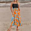 Women's Summer Spaghetti Strap Patchwork Beach Vacation Floral With Pocket Dresses
