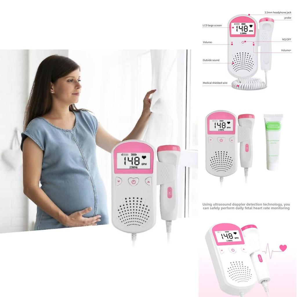 Baby Fetal Doppler Heartbeat Monitor With Sound Enhancement Gel For Expecting Moms
